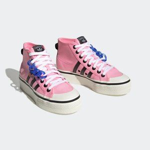 Adidas Originals Women's Pink Hello Kitty NIZZA PLATFORM MID SHOES HQ4509